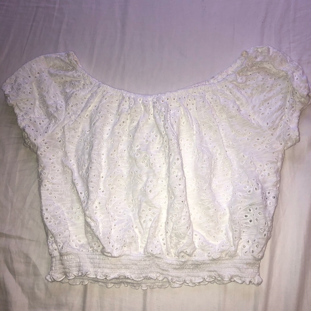 Hollister white crop top